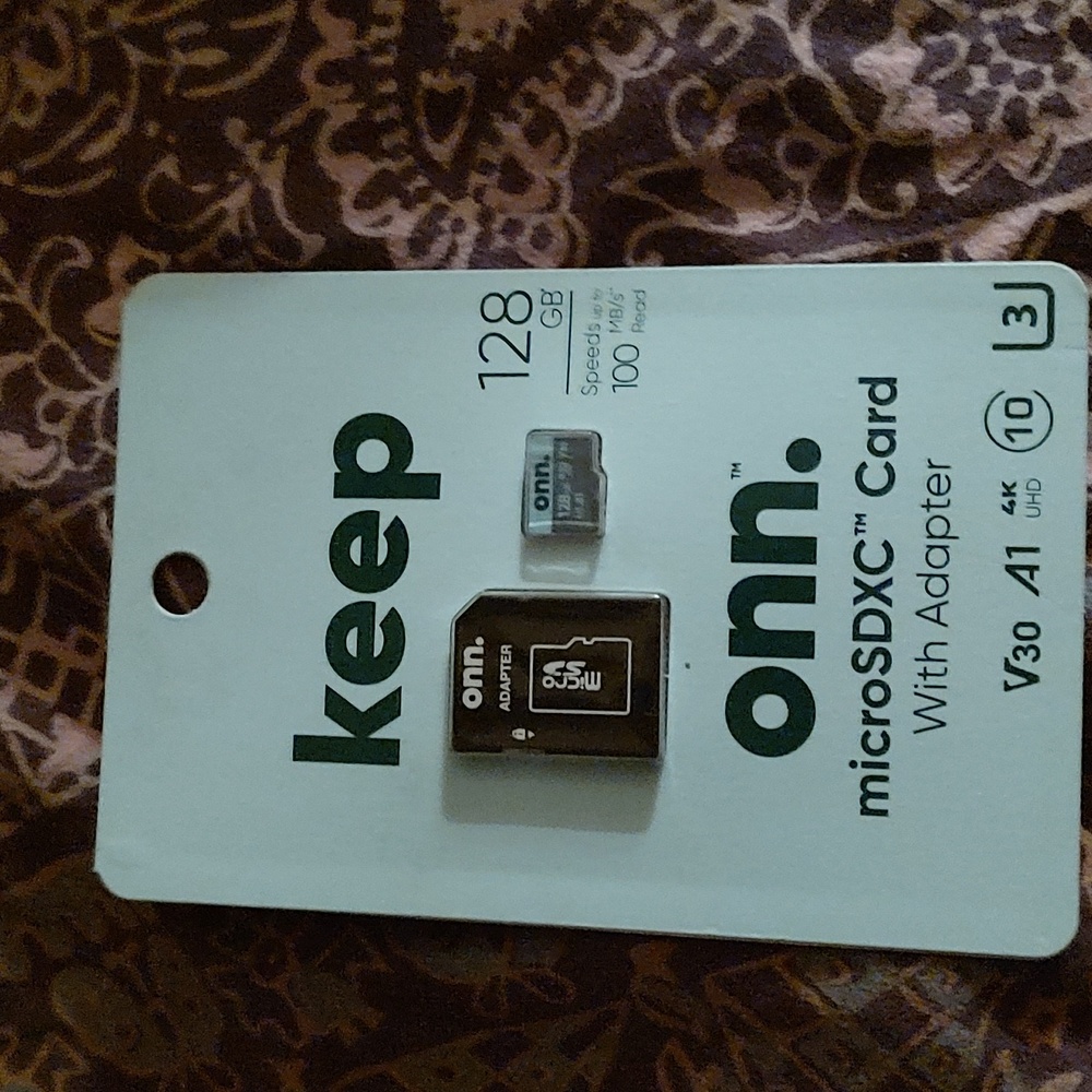 Keep ONN 100006054 microSDXC Card 128gb With Adapter 100 Mb/s New Phone Memory
